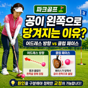 파크골프 공이 왼쪽으로 당겨지는 이유, 어드레스 방향과 클럽 페이스를 구분하는 방법