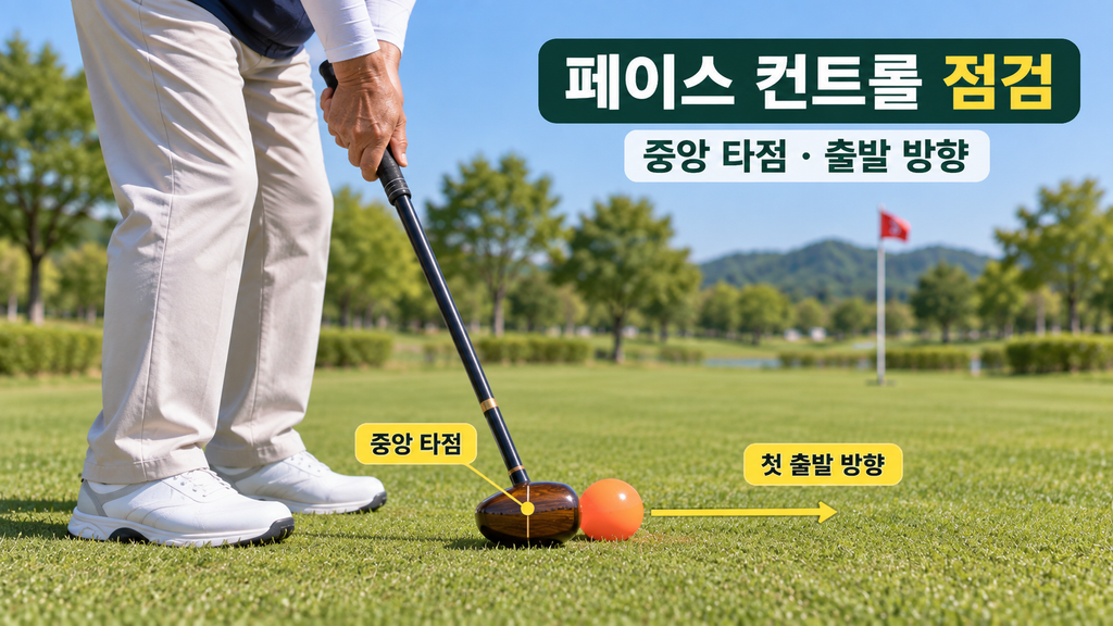 파크골프 중앙 타점과 공의 출발 방향 점검