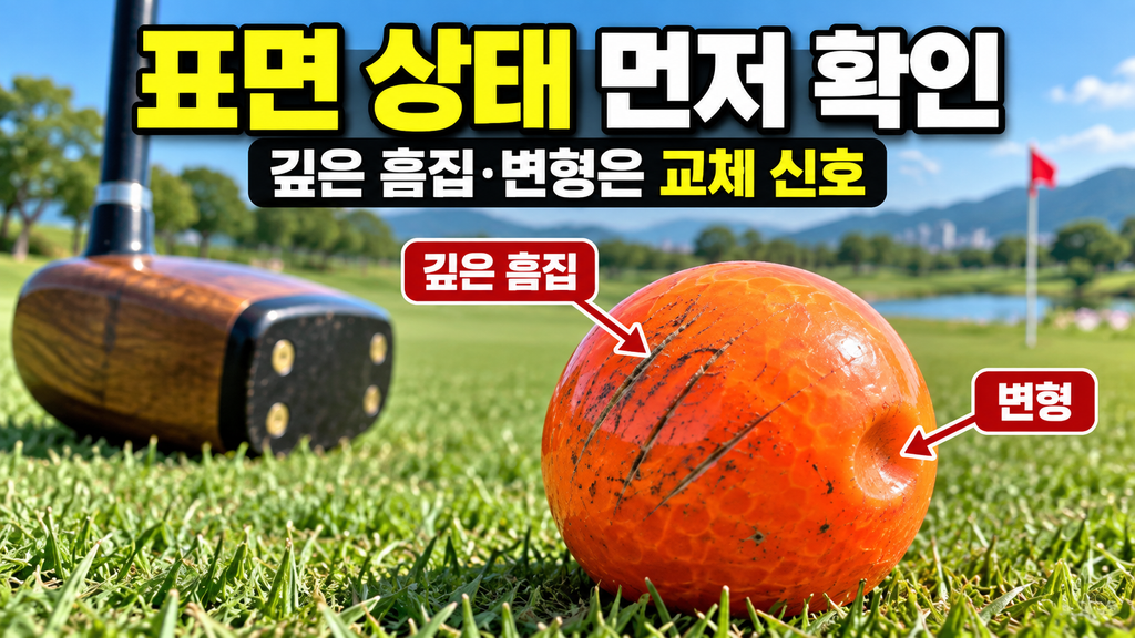 파크골프공 표면 흠집과 변형 상태 점검