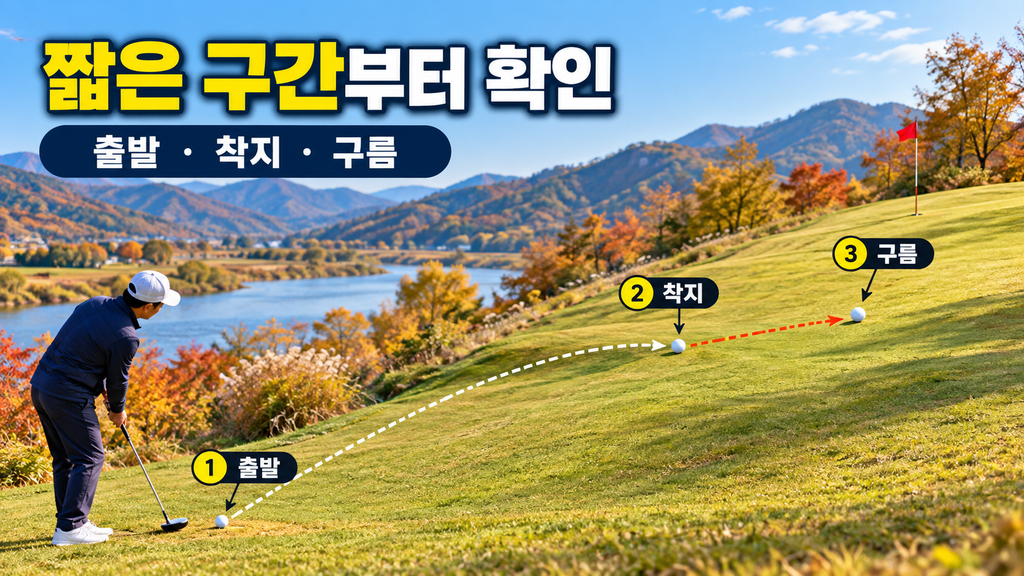 파크골프 오르막에서 출발과 착지, 구름 거리를 비교해 짧은 원인을 확인