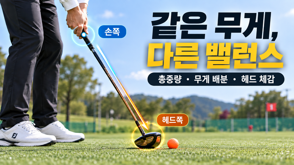 같은 총중량의 파크골프채에서 밸런스와 헤드 체감 무게가 달라지는 원리