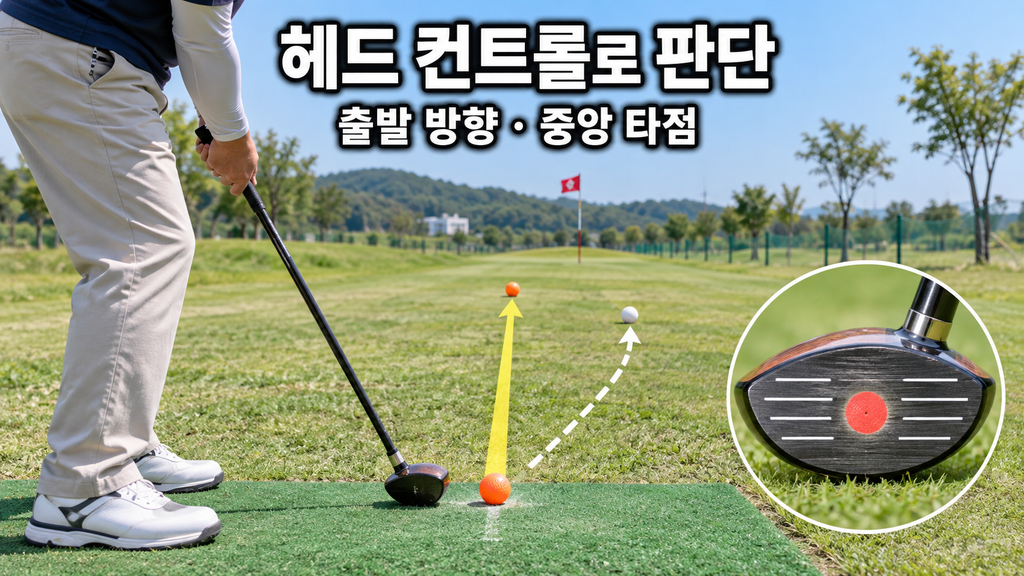 파크골프채 무게를 출발 방향과 중앙 타점으로 비교하는 모습