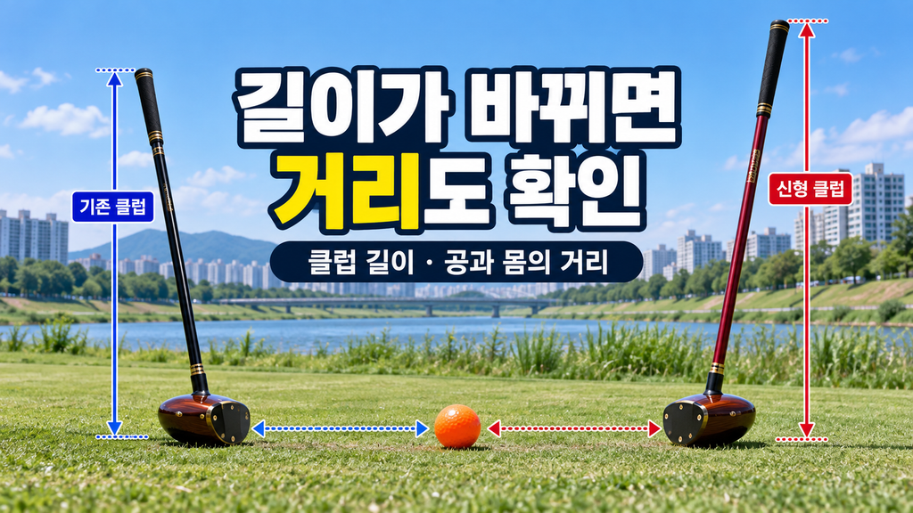 파크골프채 길이와 공과 몸의 거리 확인